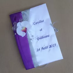 Livre d'or orchidée violet et argent