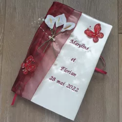 Livre d'or mariage papillon bordeaux