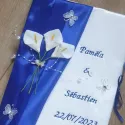 Livre d'or bleu fleur et papillon