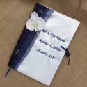 Livre d'or bleu marine décor orchidée