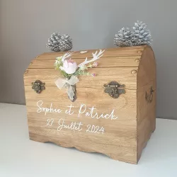 Grande urne coffre mariage personnalisée