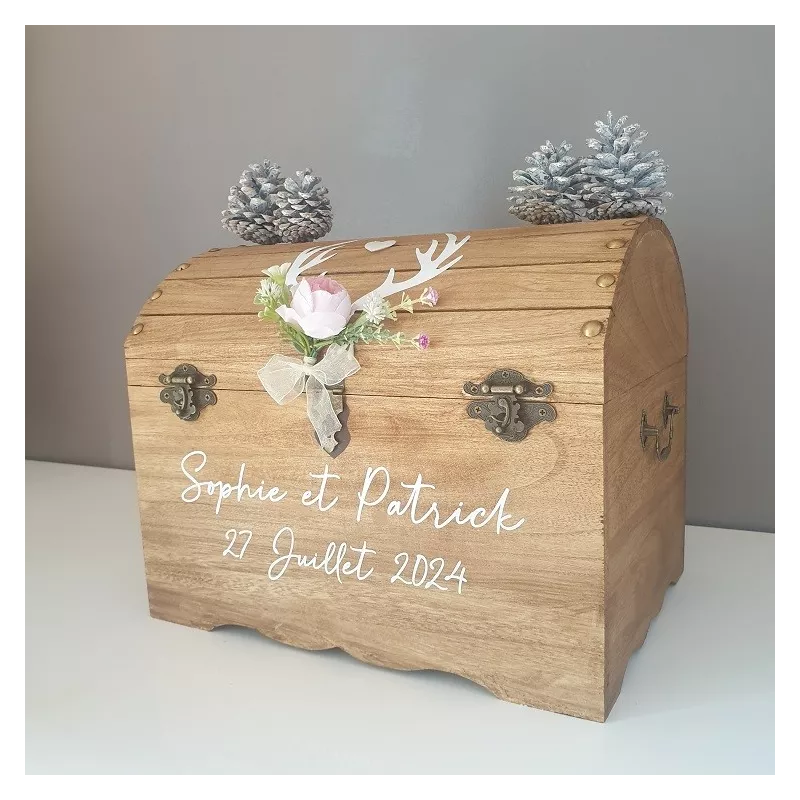 Grande urne coffre mariage personnalisée