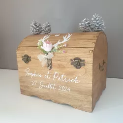 Urne coffre mariage thème la chasse