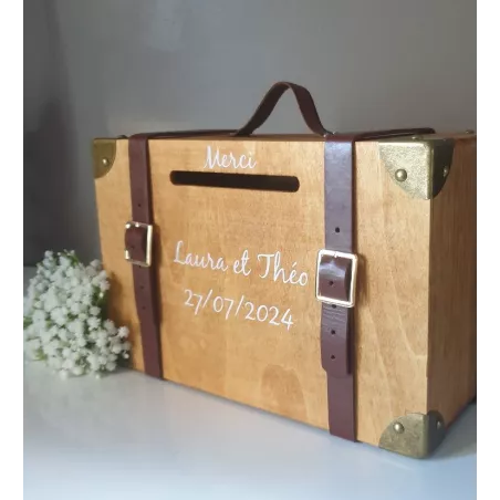 Urne valise en bois personnalisée