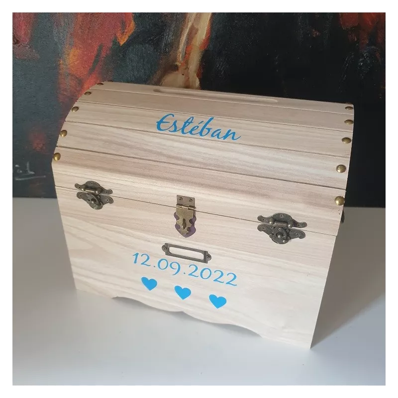 Coffre en bois naturel pour mariage