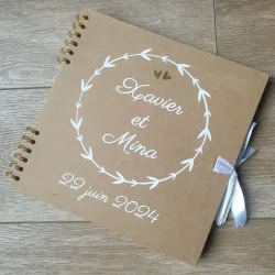 Livre d'or thème champêtre kraft personnalisé fait main Saperlipopette