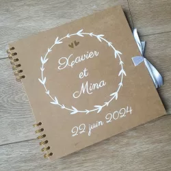Livre d'or thème champêtre kraft personnalisé fait main Saperlipopette