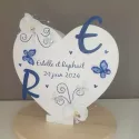 Grande Boite enveloppes mariage cœur bleue et orchidée personnalisée