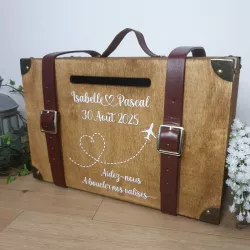 urne valise mariage ou fête ou anniversaire en bois