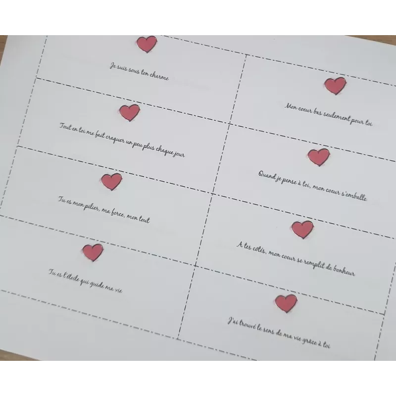 aperçu des messages d'amour sur planche