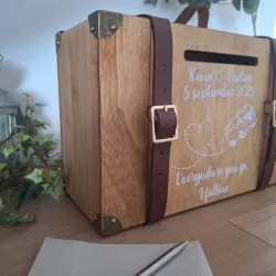 Urne valise thème voyage en Van, personnalisée Saperlipopette Créations