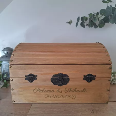 Malle en bois personnalisée, avec poignées et cadenas