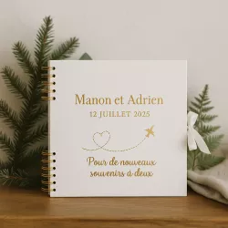 Livre d'or blanc et or thème voyage
