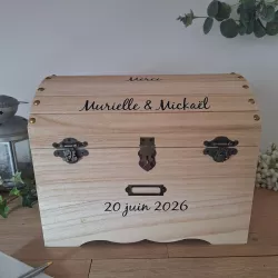 Urne coffre bois naturel clair personnalisée