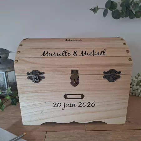 Urne coffre bois naturel clair personnalisée