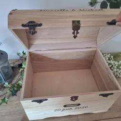 cagnotte bois personnalisée pour anniversaire, mariage, départ en retraite, baptême