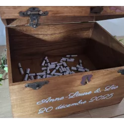 Urne coffre bois thème Hiver - Forêt - Montagne - personnalisée créé par Saperlipopette Créations