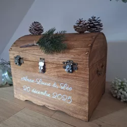 Urne coffre bois thème Hiver - Forêt - Montagne - personnalisée créé par Saperlipopette Créations