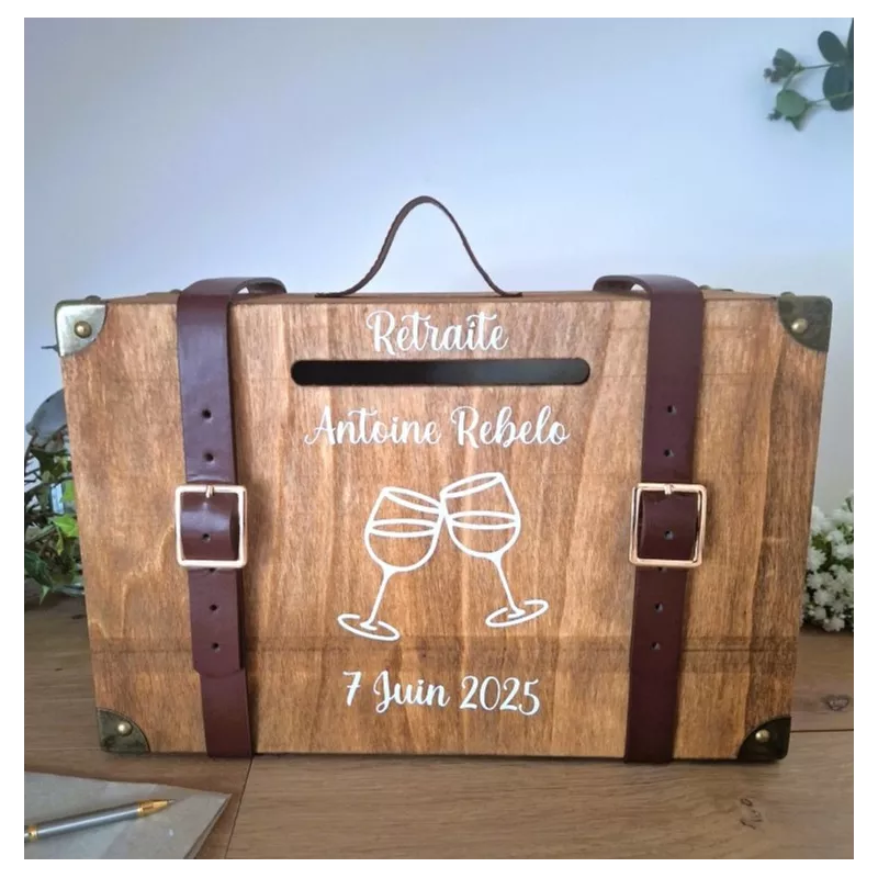 Urne valise décor 2 verres qui trinque personnalisée