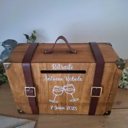 Urne valise thème vin, vigne, personnalisée Saperlipopette Créations