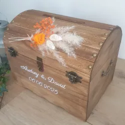 coffre mariage en bois couleur terracotta