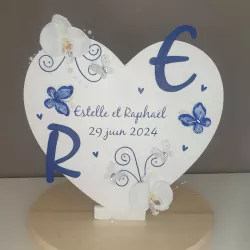 urne coeur papillon bleu