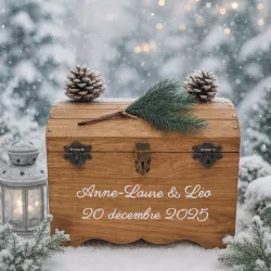 Une coffre personnalisée, thème hiver, montagne