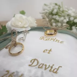 Coussin alliances vert sauge, Saperlipopette Créations