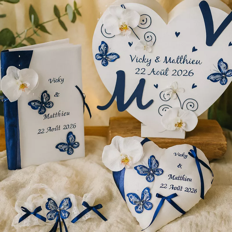 Collection mariage papillon bleu par Saperlipopette Création