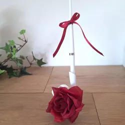 Porte stylo rose rouge et son stylo