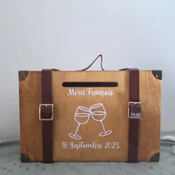 Urne valise décor 2 verres qui trinque personnalisée