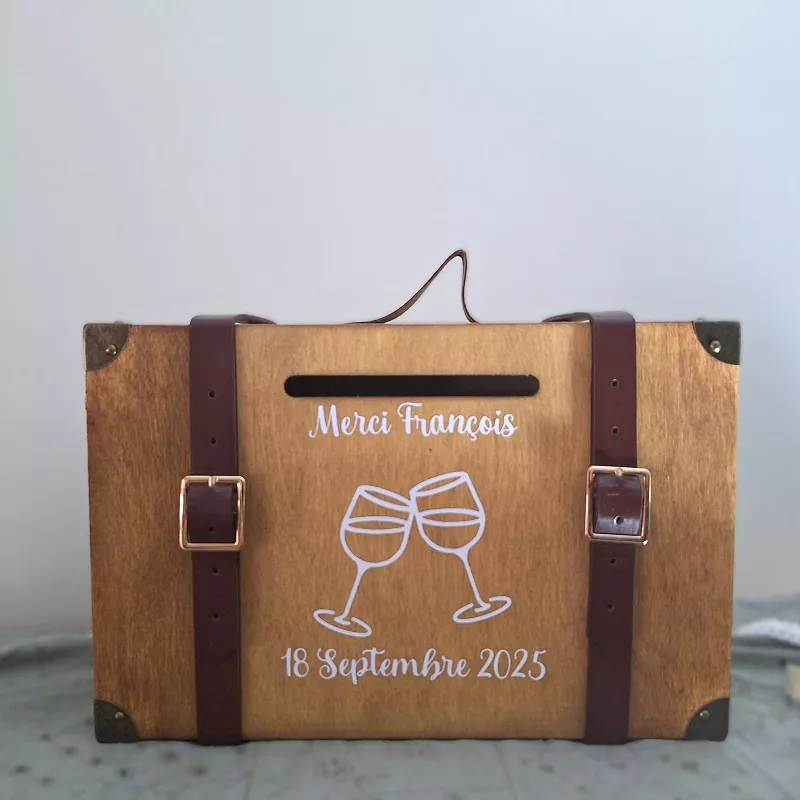 Urne valise décor 2 verres qui trinque personnalisée