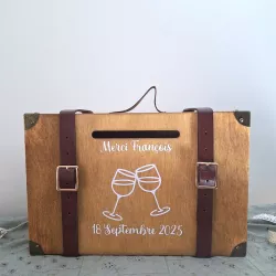 Urne valise décor 2 verres qui trinque personnalisée