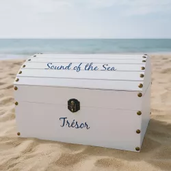Coffre bois blanc personnalisé pour un décor de mer