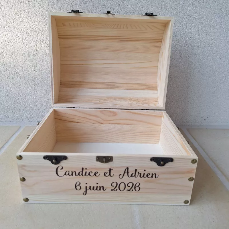 coffre bois personnalisé mariage