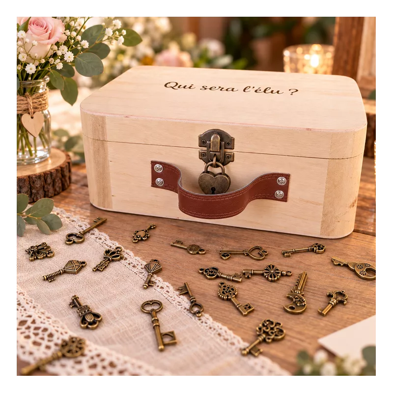 Valisette en bois avec cadenas pour jeu jarretière par exemple ou autre escape game