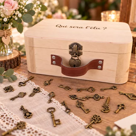 Valisette en bois avec cadenas pour jeu jarretière par exemple ou autre escape game